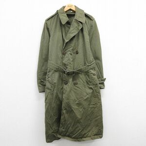 M/古着 長袖 ビンテージ ミリタリー オーバー コート メンズ 50s ロング丈 コットン 緑 グリーン 23oct02 中古 アウター