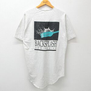 M/古着 半袖 ベースボール シャツ メンズ 80s バックスプラッシュ ラグラン コットン 薄グレー 霜降り 23aug09 中古 トップス