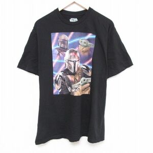 XL/古着 半袖 Tシャツ メンズ ドラマ スターウォーズ STAR WARS マンダロリアン グローグー 大きいサイズ コットン クルーネック 黒 ブ