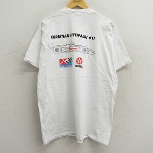 XL/古着 半袖 ビンテージ Tシャツ メンズ 00s Kマート レーシングカー クリスチャンフィッティパルディ 大きいサイズ コットン クルー