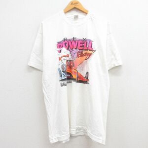 XL/古着 半袖 ビンテージ Tシャツ メンズ 90s レーシングカー 企業広告 コットン クルーネック 白 ホワイト 23jun15 中古