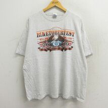 XL/古着 半袖 ビンテージ Tシャツ メンズ 00s 鳥 バイクトーバーフェスト デイトナビーチ 大きいサイズ クルーネック 薄グレー 霜降り_画像1