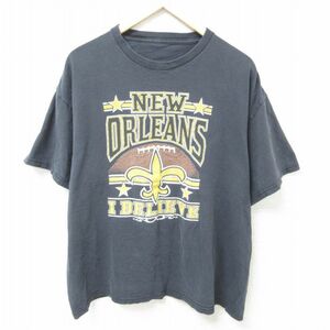 XL/古着 半袖 Tシャツ メンズ ニューオーリンズ アメフト クルーネック 黒 ブラック 23aug24 中古