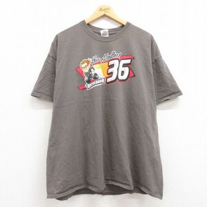 XL/古着 半袖 Tシャツ メンズ レーシングカー ケニーウォレス 大きいサイズ コットン クルーネック 濃グレー系 23apr06 中古