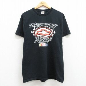 L/古着 半袖 ビンテージ Tシャツ メンズ 00s シボレー レーシング NASCAR コットン クルーネック 黒 ブラック 23apr05 中古