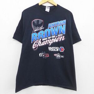 XL/古着 半袖 Tシャツ メンズ レーシング アントロングラウン NHRA コットン クルーネック 黒 ブラック 22may16 中古