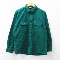 XL/古着 ファイブブラザー 長袖 ヘビー フランネル シャツ メンズ 90s コットン 緑 グリーン spe 23oct31 中古 トップス_画像1