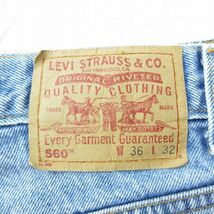 W37/古着 リーバイス Levis 560 ショート パンツ ショーツ メンズ 00s ヒゲ テーパード コットン 紺 ネイビー デニム 22jul01 中古 ボ_画像4