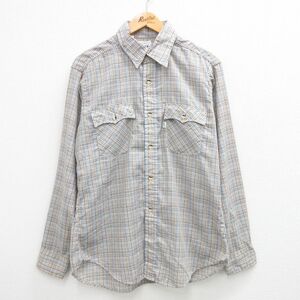 L/古着 リーバイス Levis 長袖 ブランド シャツ メンズ 80s ベージュ他 カーキ チェック 23aug19 中古 トップス