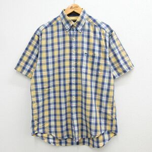 XL/古着 半袖 シャツ メンズ 00s コットン ボタンダウン 紺他 ネイビー チェック 23apr06 中古 トップス