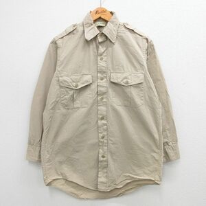 M/古着 エルエルビーン LLBEAN 長袖 ワーク シャツ メンズ 80s コットン ベージュ カーキ 23oct26 中古 トップス