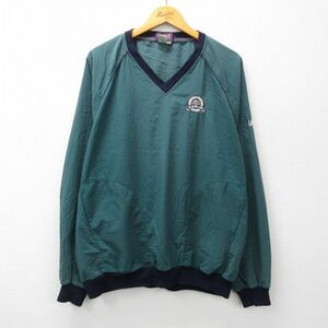 XL/古着 長袖 ナイロン トップス メンズ 90s ゴルフ ラモード ラグラン 大きいサイズ Vネック 緑他 グリーン 23oct30 中古 アウター ウ