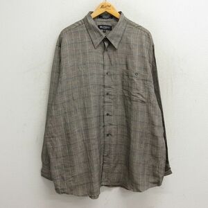 XL/古着 長袖 シャツ メンズ 大きいサイズ ロング丈 リネン ベージュ系他 カーキ 23oct03 中古 トップス