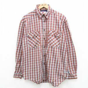 L/古着 リーバイス Levis 長袖 ブランド シャツ メンズ 00s コットン 茶他 ブラウン チェック 23aug18 中古 トップス