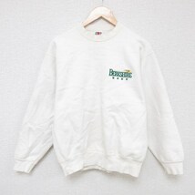 M/古着 フルーツオブザルーム 長袖 スウェット メンズ 90s BERKSHIRE BANK クルーネック 白 ホワイト 23oct02 中古 スエット トレーナ_画像1