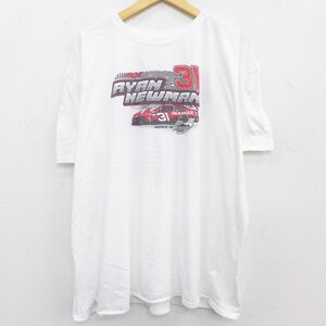 XL/古着 半袖 Tシャツ メンズ レーシング ライアンニューマン NASCAR 大きいサイズ コットン クルーネック 白 ホワイト 22may18 中古