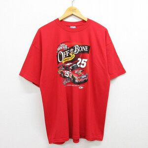 XL/古着 半袖 Tシャツ メンズ レーシングカー John Morrell クルーネック 赤 レッド 22jul25 中古