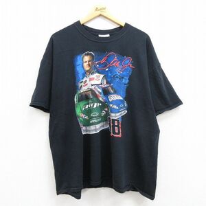 XL/古着 半袖 ビンテージ Tシャツ メンズ 00s レーシングカー デイルアーンハートジュニア 88 シボレー 大きいサイズ クルーネック 黒