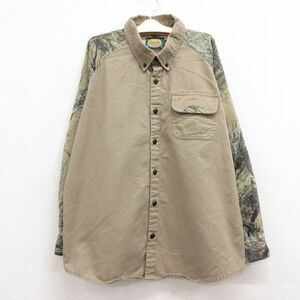 古着 カベラス 長袖 ハンティング シャツ キッズ ボーイズ 子供服 00s ワンポイントロゴ ラグラン 茶系他 ブラウン 23sep26