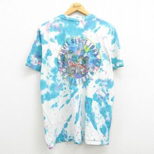 XL/古着 半袖 ビンテージ Tシャツ メンズ 90s 車 ワニ ゴリラ 胸ポケット付き コットン クルーネック 白他 ホワイト タイダイ 22aug19