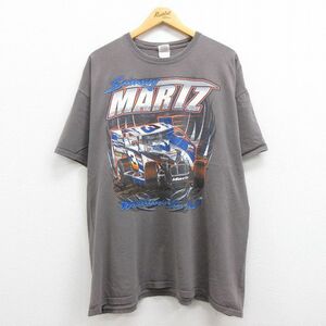 XL/古着 半袖 ビンテージ Tシャツ メンズ 00s レーシングカー MARTZ 大きいサイズ コットン クルーネック 青 ブルー 22may06 中古