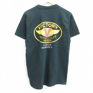 M/古着 半袖 ビンテージ Tシャツ メンズ 90s ビクトリー ウォキーガン コットン クルーネック 黒 ブラック 22jun06 中古