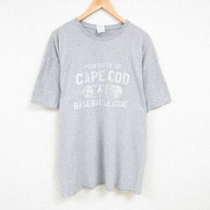 XL/古着 半袖 Tシャツ メンズ ケープコッド 野球 大きいサイズ コットン クルーネック グレー 霜降り 23jul24 中古