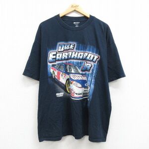 XL/古着 半袖 Tシャツ メンズ レーシングカー デイルアーンハートジュニア NASCAR 大きいサイズ コットン クルーネック 黒 ブラック 23