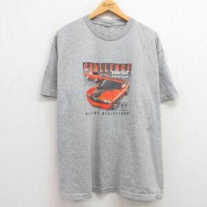 XL/古着 半袖 ビンテージ Tシャツ メンズ 00s ダッジ DODGE 車 クルーネック グレー 霜降り 23may08 中古