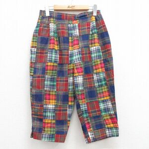 古着 ジェイクルー J.CREW 7分丈 パンツ レディース 90s パッチワーク 紺他 ネイビー チェック spe 23aug01 中古 ボトムス