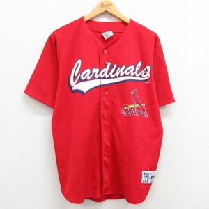 L/古着 半袖 ベースボール シャツ メンズ 90s MLB セントルイスカージナルス マークマグワイア 25 赤 レッド メジャーリーグ 野球 ユニ