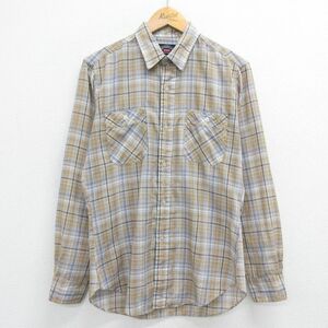 L/古着 リーバイス Levis 長袖 ブランド シャツ メンズ 80s 茶 ブラウン チェック 23jun27 中古 トップス