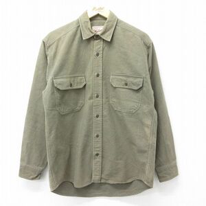 L/古着 ウールリッチ 長袖 ヘビー フランネル シャツ メンズ 00s コットン 濃緑 グリーン 23nov29 中古 トップス