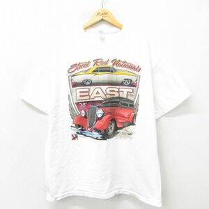 XL/古着 半袖 Tシャツ メンズ ホットロッド 大きいサイズ コットン クルーネック 白 ホワイト spe 23jun02 中古