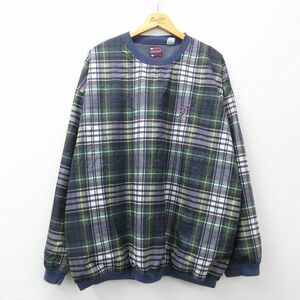 XL/古着 ビューグルボーイ 長袖 ジャケット メンズ 00s ワンポイントロゴ 大きいサイズ 緑他 グリーン チェック 内側メッシュ 23dec19