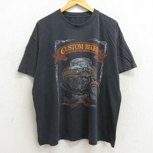 XL/古着 半袖 Tシャツ メンズ バイク 大きいサイズ クルーネック 黒 ブラック 23jun14 中古