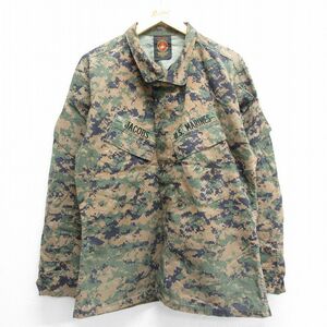 L/古着 長袖 ミリタリー ジャケット メンズ USマリーンズ USMC デジタルカモ マーパットカモ 茶系他 ブラウン 迷彩 23oct28 中古 アウ