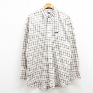 XL/古着 ラルフローレン チャップス 長袖 ブランド シャツ メンズ 90s コットン ボタンダウン 白系他 ホワイト チェック 23sep18 中古