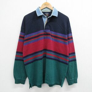 L/古着 GANT 長袖 ラガー シャツ メンズ 90s コットン 紺他 ネイビー 23sep19 中古 トップス