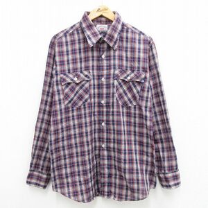 XL/古着 リーバイス Levis 長袖 ブランド シャツ メンズ 70s 紺他 ネイビー チェック 23aug26 中古 トップス