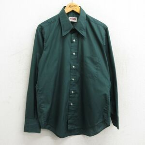 XL/古着 キャンパス 長袖 シャツ メンズ 80s 緑 グリーン 23nov10 中古 トップス