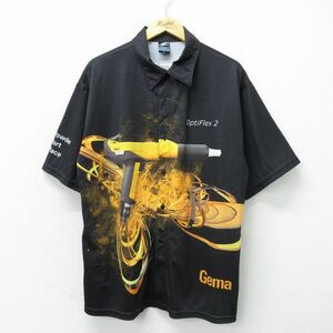 XL/古着 半袖 ワーク シャツ メンズ 90s Gema 黒 ブラック spe 23may16 中古 トップス