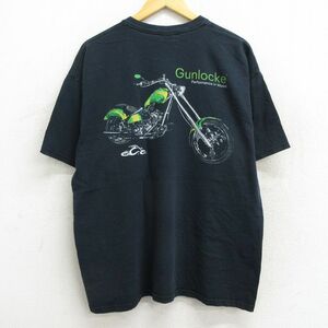 XL/古着 半袖 ビンテージ Tシャツ メンズ 00s バイク オレンジカウンティチョッパーズ Gunlocke 大きいサイズ コットン クルーネック