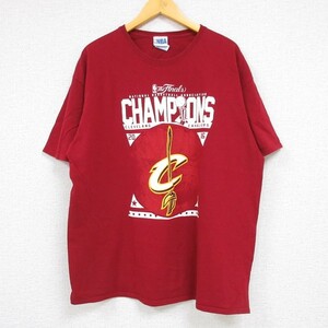 XL/古着 半袖 Tシャツ メンズ NBA クリーブランドキャバリアーズ クルーネック エンジ バスケットボール 23jun23 中古