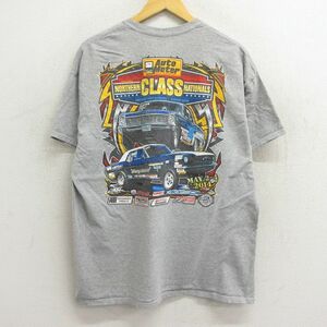 XL/古着 半袖 Tシャツ メンズ 車 クラシックカー クルーネック グレー 霜降り 23jun29 中古