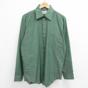 XL/古着 シアーズ 長袖 シャツ メンズ 80s 緑他 グリーン チェック 23aug28 中古 トップス