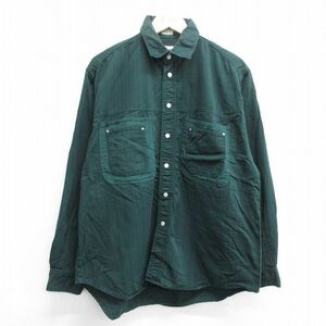 XL/古着 バンヒューセン 長袖 シャツ メンズ 90s 大きいサイズ コットン 緑 グリーン ストライプ 23oct28 中古 トップス