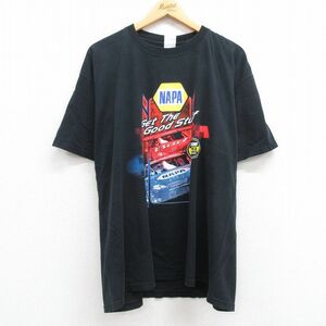 XL/古着 半袖 ビンテージ Tシャツ メンズ 00s レーシングカー NAPA NASCAR 大きいサイズ コットン クルーネック 黒 ブラック 23jun29