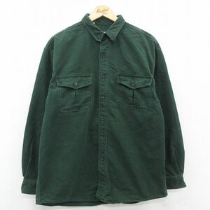 XL/古着 エディーバウアー 長袖 ヘビー フランネル シャツ メンズ 00s コットン 緑 グリーン 23oct23 中古 トップス