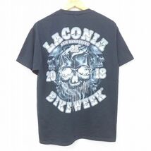 M/古着 半袖 Tシャツ メンズ ラコニア バイクウィーク スカル クルーネック 黒 ブラック 22jul12 中古_画像1